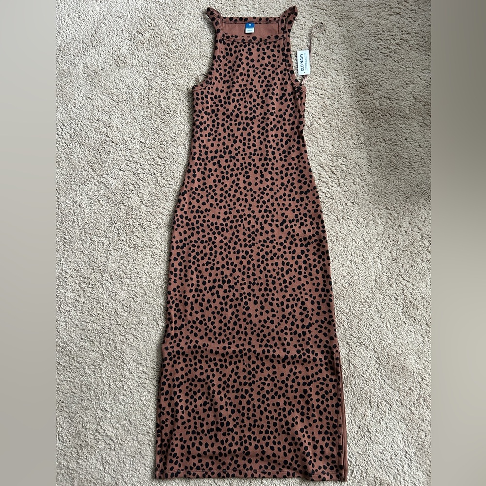 Old Navy Brown and Black Midi Dress